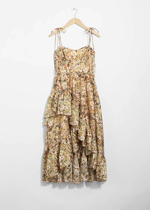 Strappy Ruffled Midi Dress - Yellow Florals - Midi dresses - & Other Stories