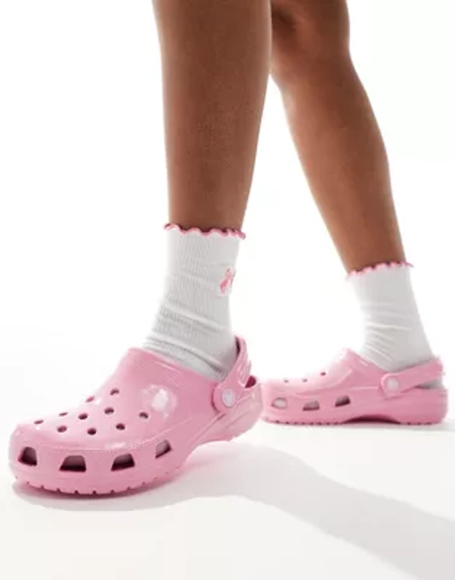 Crocs Classic Clogs In High Shine Pink Tweed