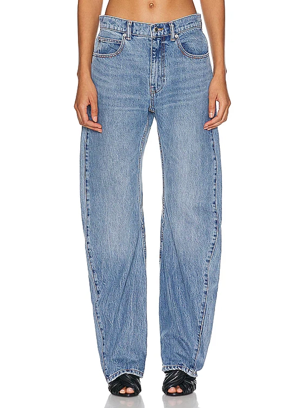 Alexander Wang Slouchy Twisted Mid Rise in Vintage Light Indigo | FWRD