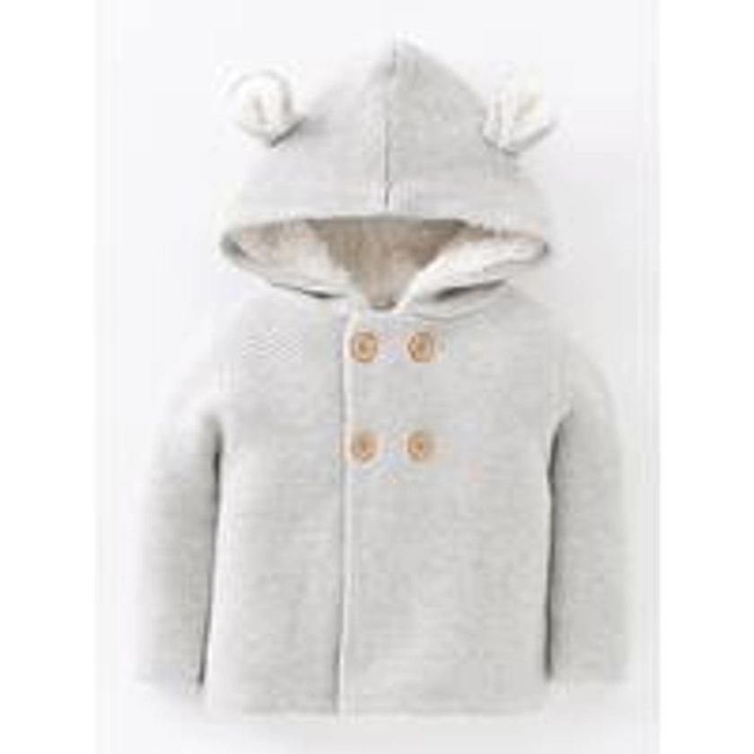 Mini V by Very Baby Unisex Knitted Cardigan - Grey 