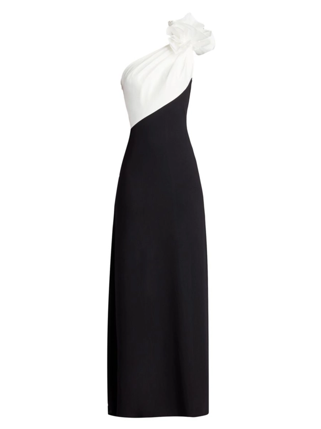 Shop Tadashi Shoji Two-Tone Ruffle Column Gown | Saks Fifth Avenue