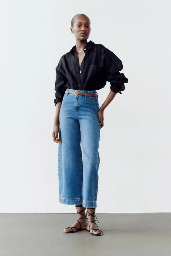 HIGH-WAISTED Z1975 CROPPED WIDE LEG JEANS