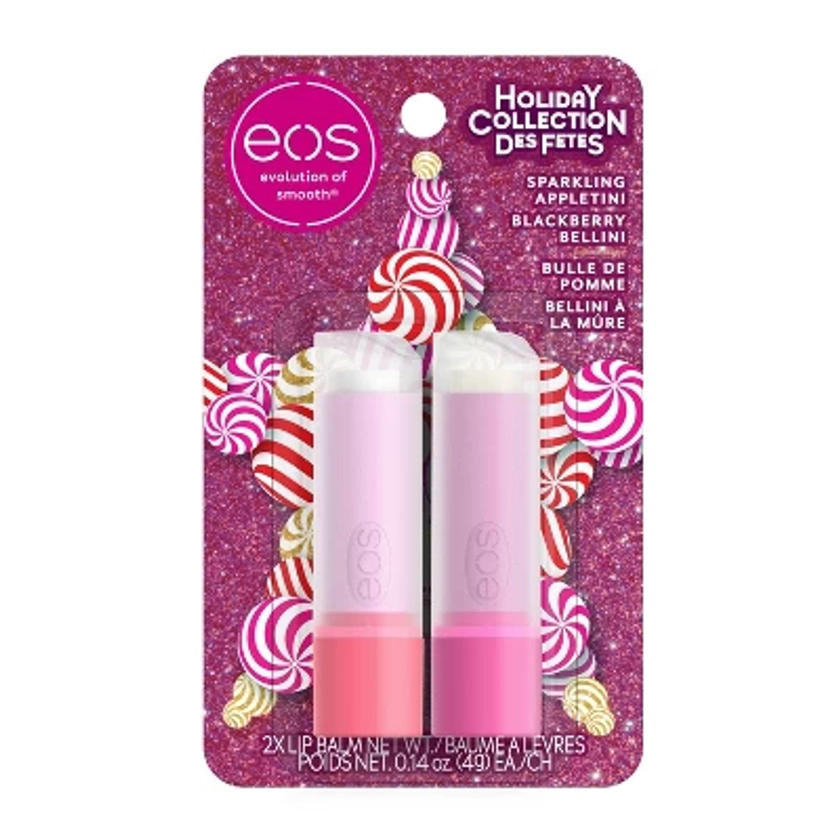 eos Holiday Lip Balm Stick - Sparkling Appletini & Blackberry Bellini - 2pk