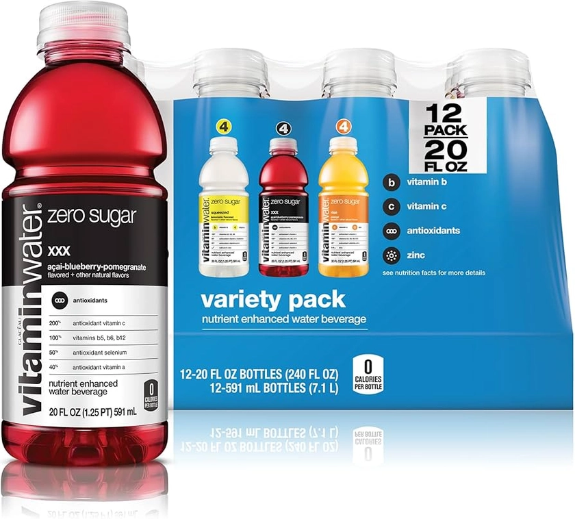 Amazon.com: vitaminwater zero variety pack nutrient enhanced water w/ vitamins, 20 fl oz, 12 Pack