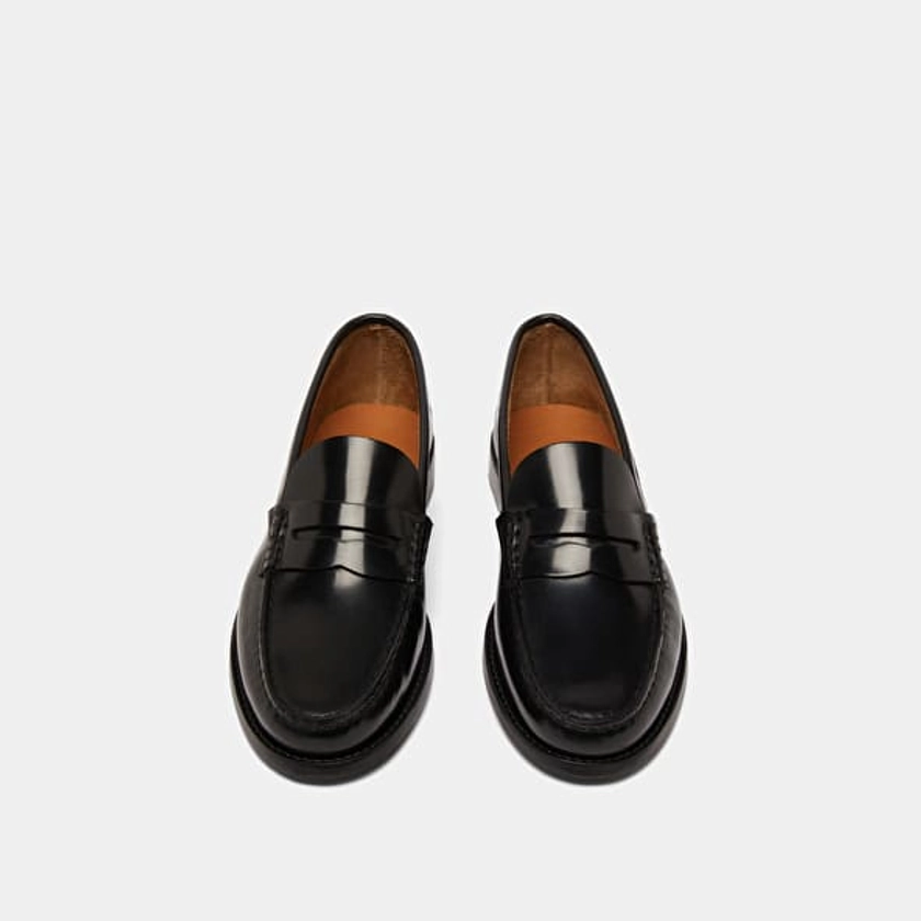 Mocassins à bouts ronds en cuir glacé noir pour Femme | Jonak