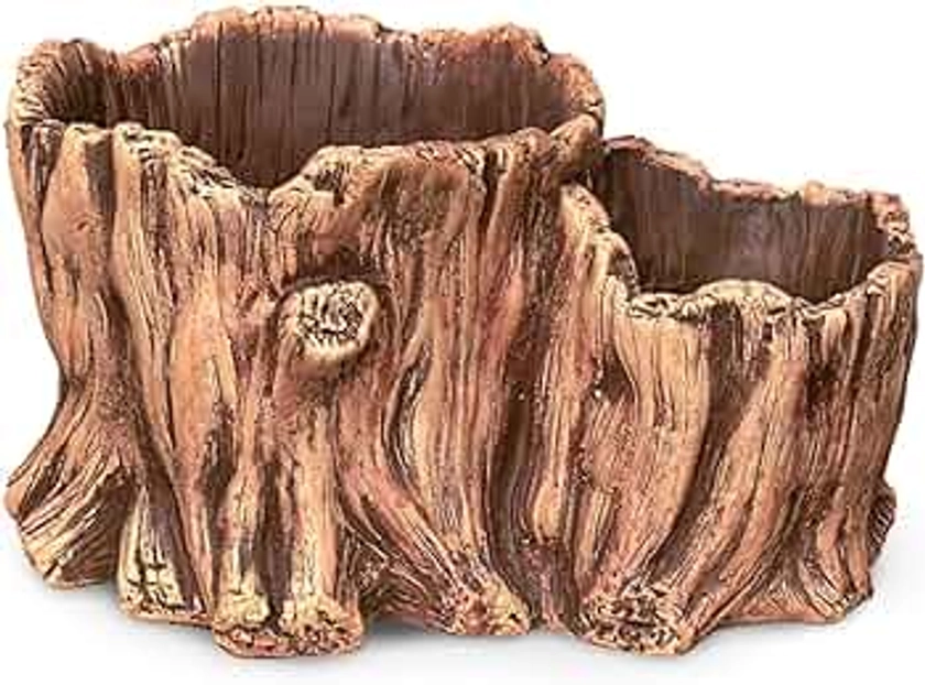 Dahlia Driftwood Stump Log Concrete Planter/Succulent Pot/Plant Pot, 9.5L x 6.6W