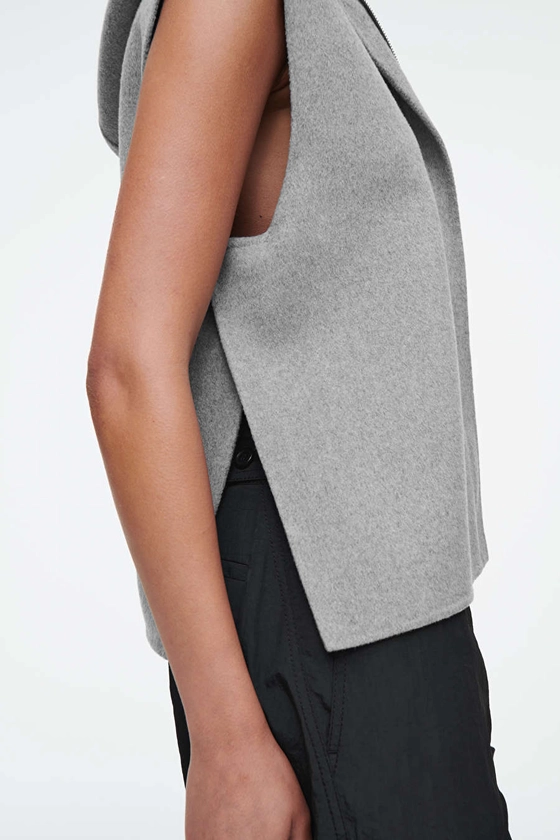 DOUBLE-FACED HYBRID HOODED GILET - GREY - COS