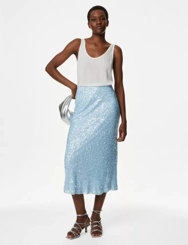 Sequin Maxi Slip Skirt | M&S Collection | M&S