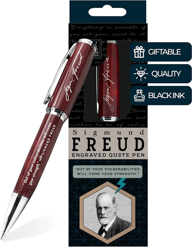 Inkstone Sigmund Freud Engraved Quote Pen - Out of Your Vulnerabilities Will Come Your Strength. - Psychology Gifts for Psychologists Guidance Counselors Psychology Students Therapists