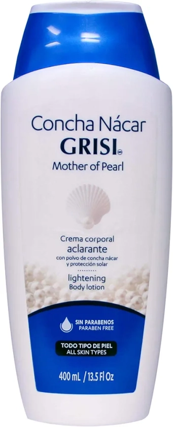 Crema corporal Grisi concha nácar aclarante 400 ml, empaque puede variar