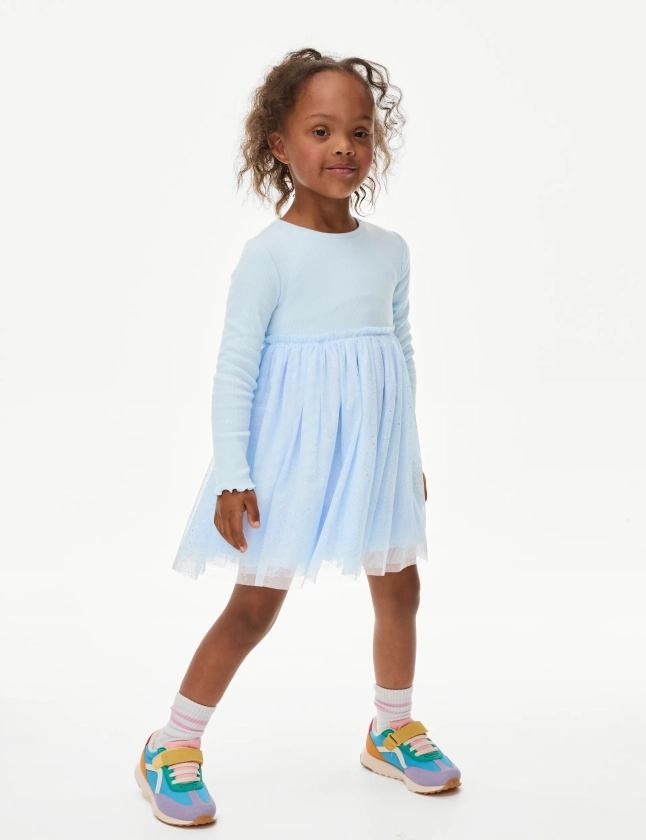 Cotton Rich Tulle Glitter Dress (1-8 Yrs) | M&S Collection | M&S