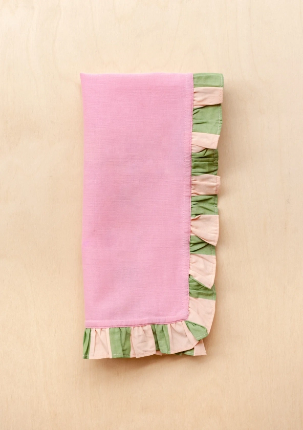 Cotton Napkins Set of 2 in Green Stripe