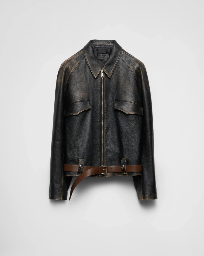 Veste En Cuir Nappa Noir | PRADA