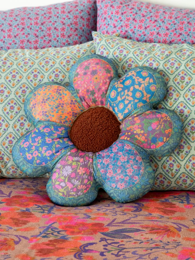 Whimsy Patchwork Pillow - Folk Flower