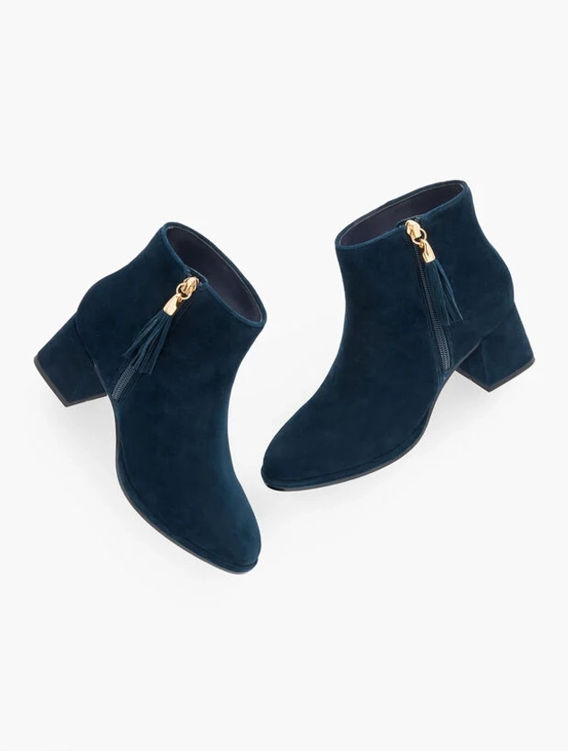 Maud Tassel Suede Block Heel Bootie