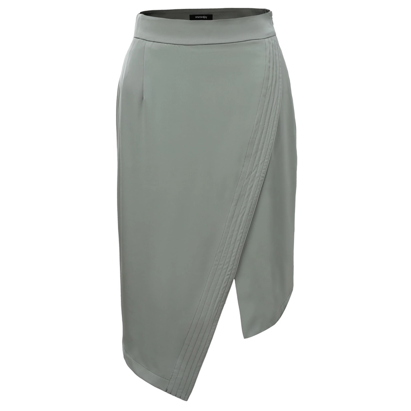 Asymmetric Crossed Panel Skirt - Mint by Smart and Joy