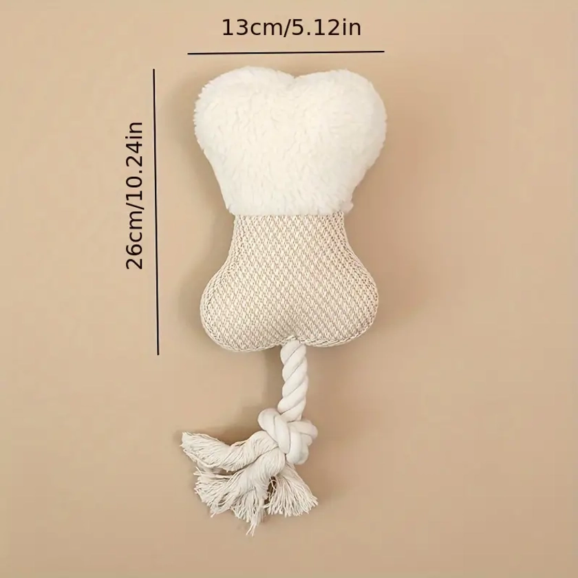 1pc Cute Bone Design Pet Grinding Teeth Rope Knot Plush Toy, Chewing Toy For Dog Interactive Supply