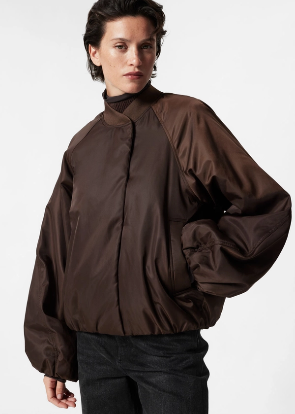 Voluminous-Sleeve Bomber Jacket