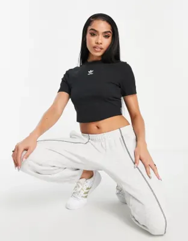 adidas Originals essentials cropped top with central logo in black | ASOS