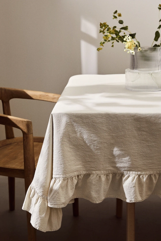 Ruffle-trimmed Tablecloth - Light beige - Home All | H&M US