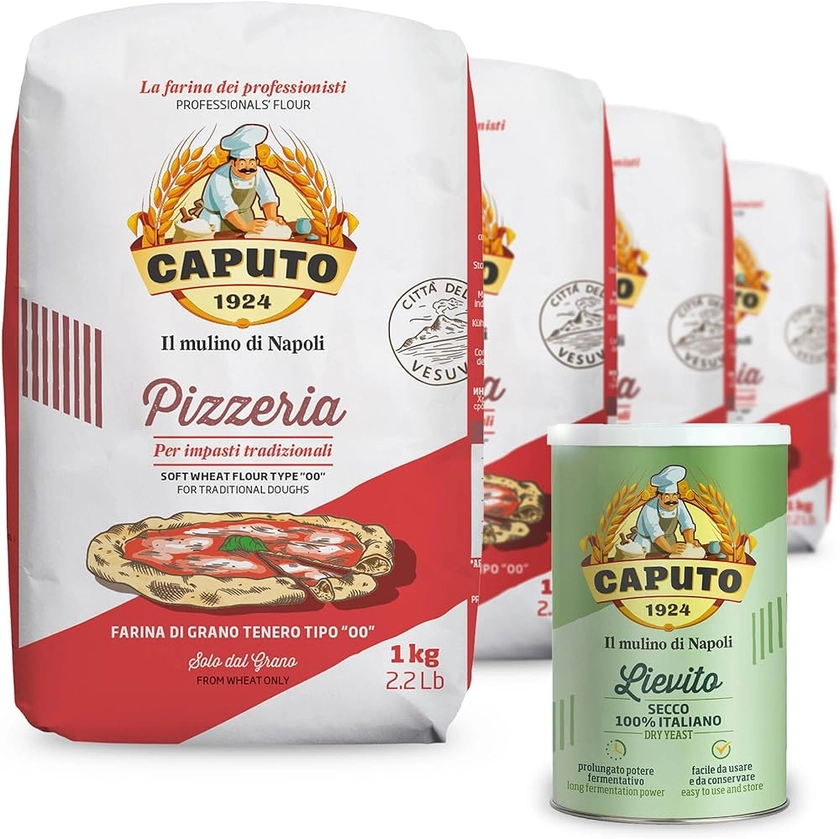 Lot de 4Kg de Farine Caputo Pizzeria + levure sèche. Les farines et levure préférées en Italie pour réussir la pizza traditionnelle. Parfait pour réaliser des pizzas authentiques napolitaines. : Amazon.fr: Epicerie