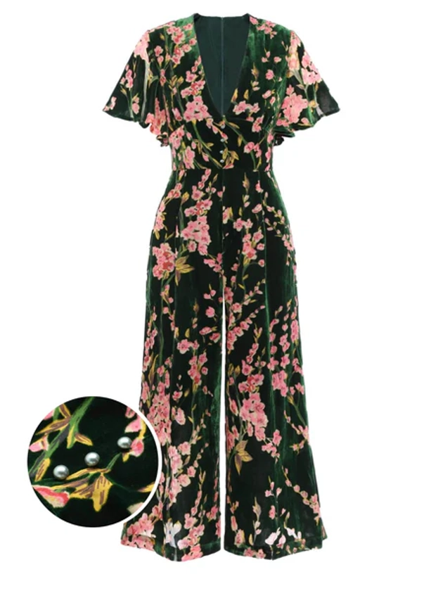 Green 1930s Velvet Vintage Jumpsuit