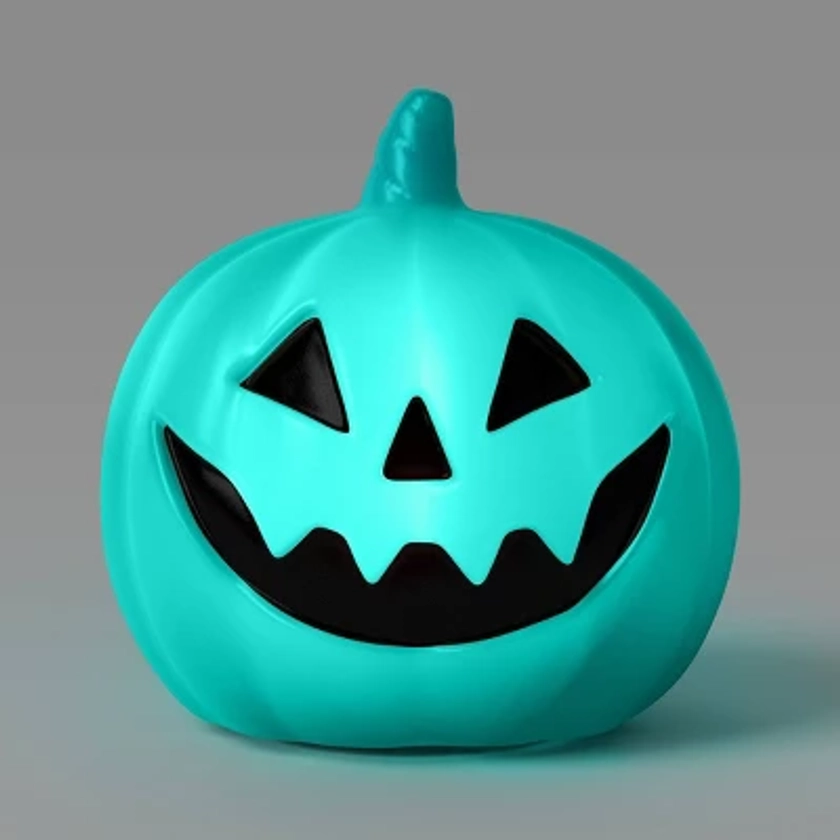 8" Lit Pumpkin Blowmold Halloween Decorative Prop Teal - Hyde & EEK! Boutique™