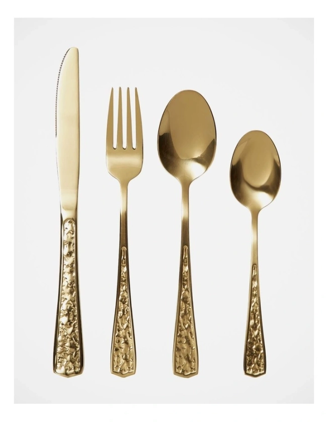 Maria Embossed Cutlery Set 24Piece in Gold