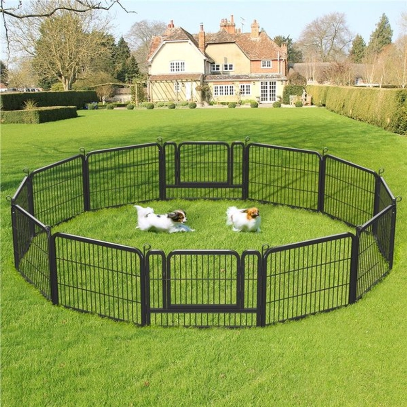 YAHEETECH Metal Dog Exercise Playpen, Black, 12-Panel, 24-in - Chewy.com