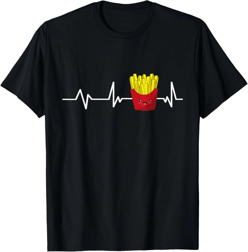 French Fries Heartbeat French Fries Gift French Fries T-Shirt : Amazon.co.uk: Fashion