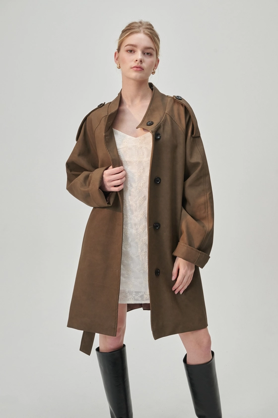 SUEDE BREEZE HALF COAT (BROWN)