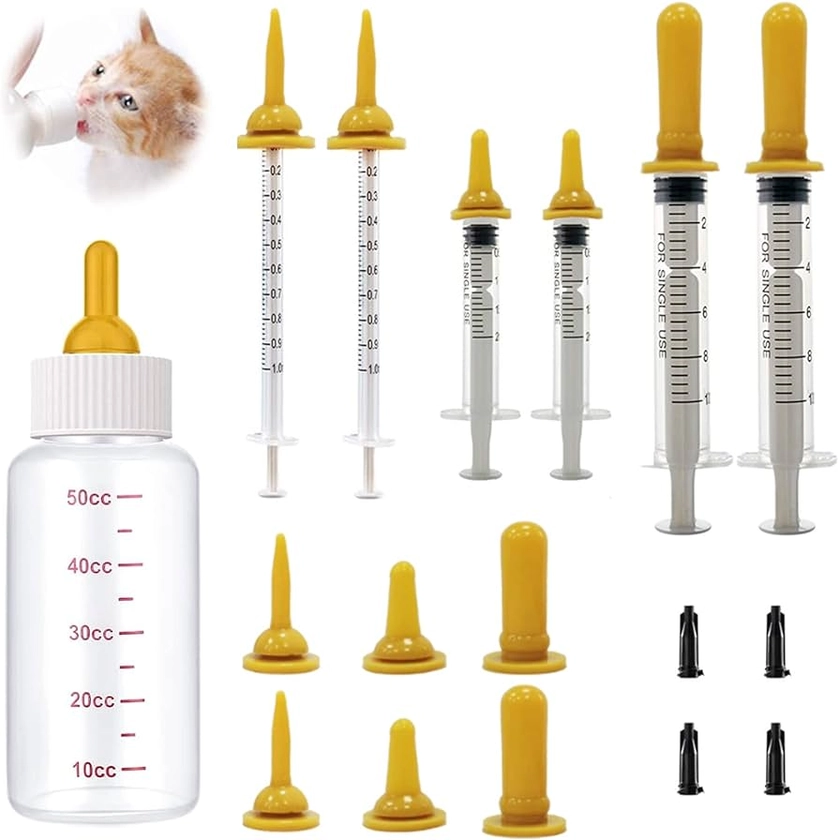 Kitten Bottle,Puppy Syringe Feeder,Pet Feeding Bottle with Nipple Feeding Needle Tubing for Puppy Kitten Squirrels and Other Newborn Pets,Puppy Kitten Whelping Kit 13Pack : Amazon.co.uk: Pet Supplies
