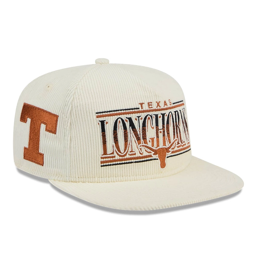 Texas Longhorns New Era Throwback Golfer Corduroy Snapback Hat - White