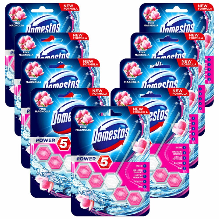 Domestos Power 5 Pink Magnolia Toilet Rim Block 55g Pack of 9 on OnBuy