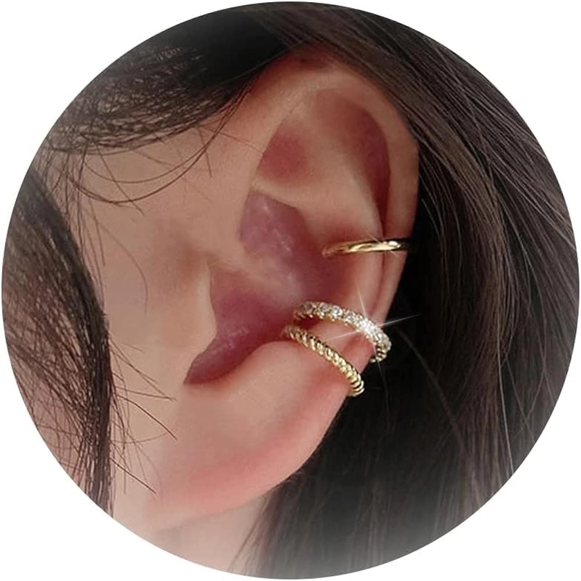 Ear Cuffs Non Piercing Ear Cuff Earrings for Teen Girl Gifts Trendy Stuff 14K Gold Plated Earrings Non Pierced Clip on Cartilage Earring Set for Women Mother's Day Gifts Jewelry