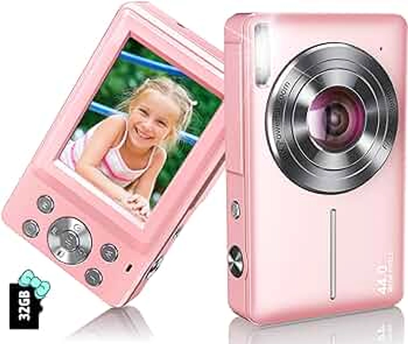 Digital Camera Newest 1080P 44MP Digital Cameras, Digital Point and Shoot Camera for Kids with 16X Zoom, Anti-Shake, Compact Small Travel Camera for Beginner Children Boys Girls Teens Gift