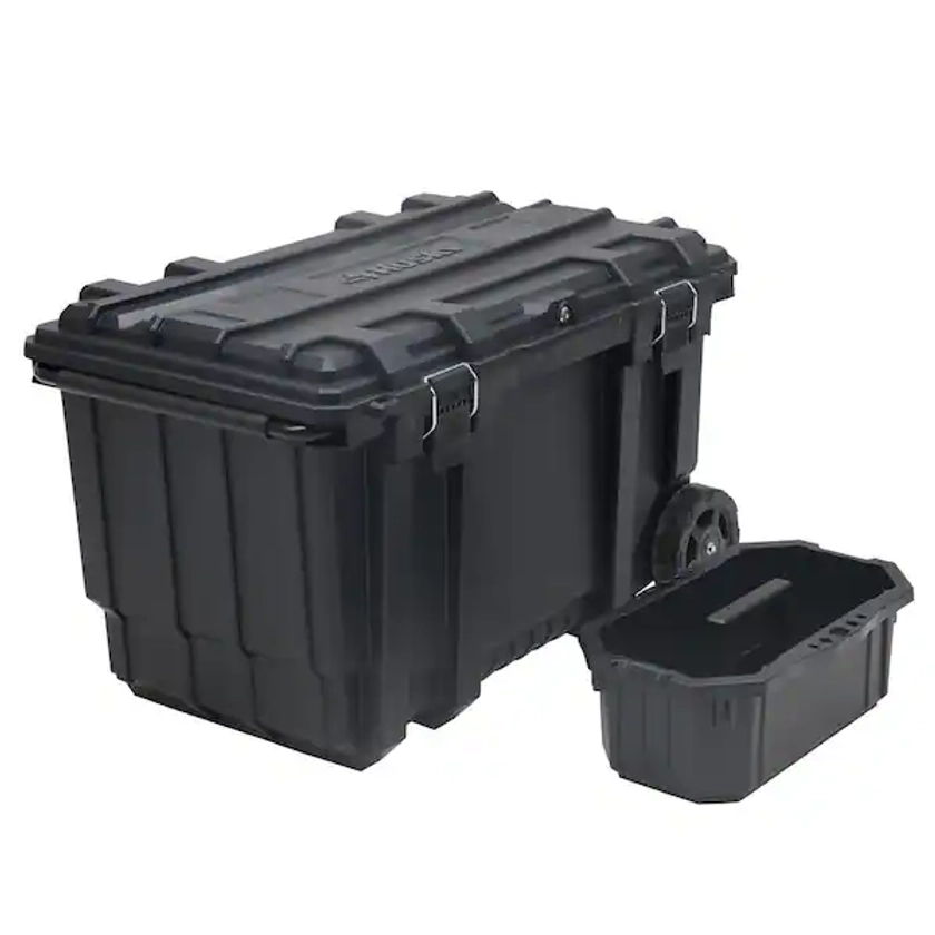 Husky 23 in. 50 Gal. Black Rolling Toolbox with Keyed Lock and Portable Hand Tool Tray 206319 - The Home Depot