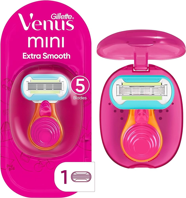 Amazon.com: Gillette Venus Extra Smooth On The Go Razor For Women, Handle + 1 Blade Refill + 1 Travel Case, Great Addition To Your Travel Size Toiletries : Everything Else