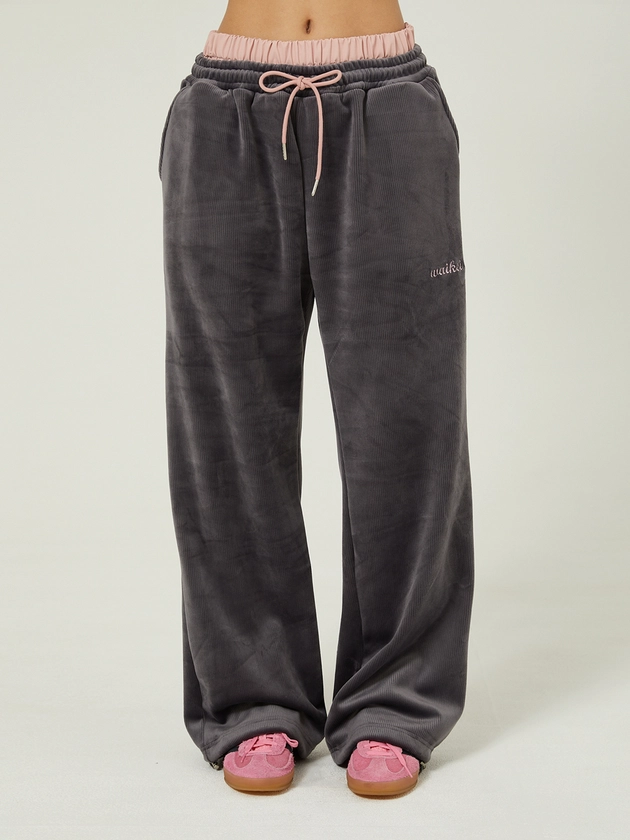 Double Corduroy Banding Pants _ Charcoal