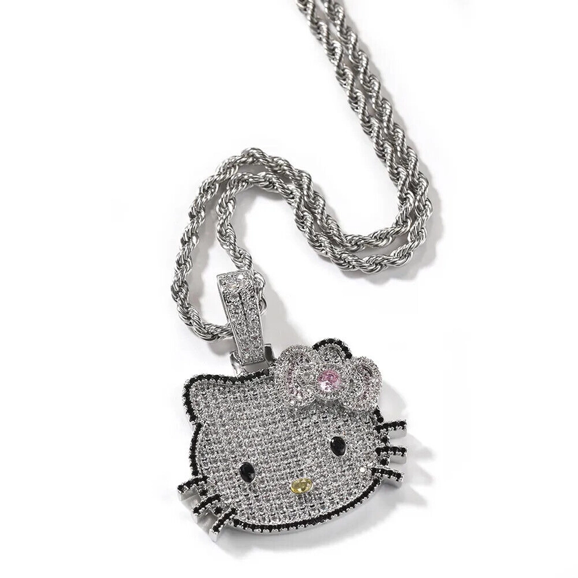 Mini Hello Kitty necklace ,pink bow Pendant Necklace tennis chain /Rope Chains