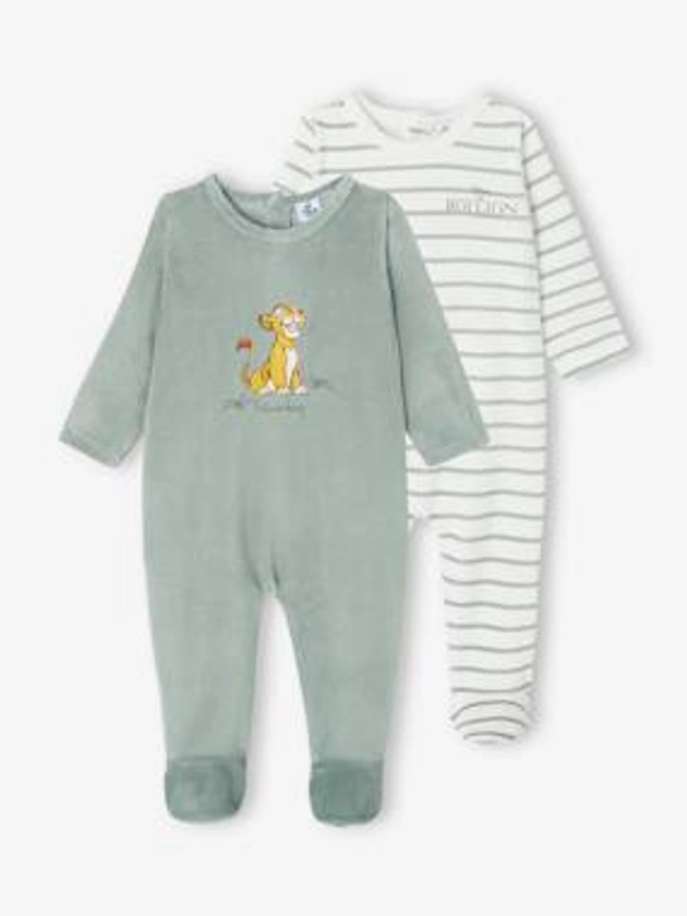 Lot de 2 dors-bien bébé Disney® Le Roi Lion en velours - vert sauge