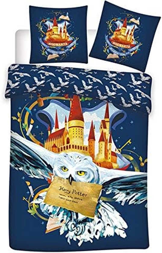 Potter Parure de lit Harry Hedwige - Housse de Couette 140x200 cm + Taie 63x63 cm : Amazon.fr: Cuisine et Maison