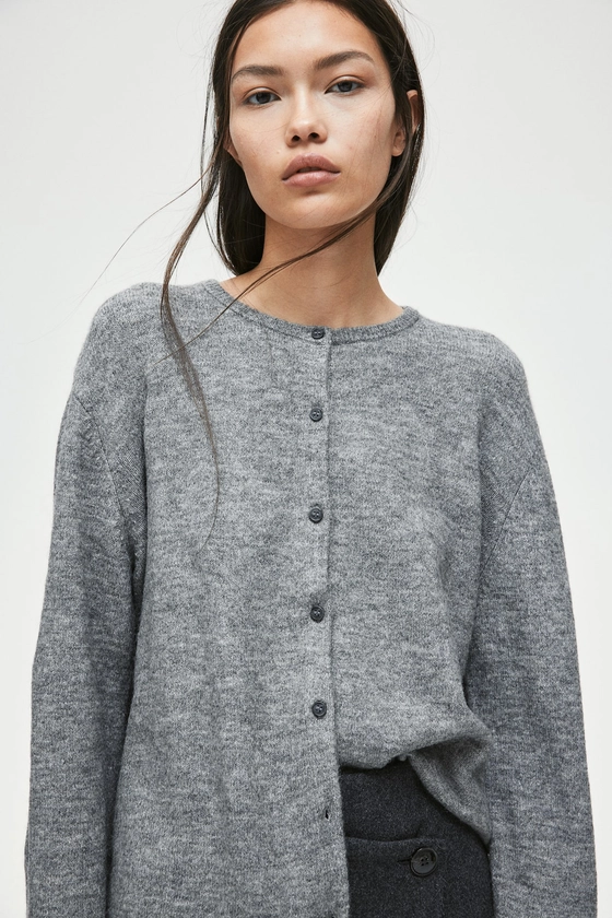 Loose-fit cardigan - Grey marl - Ladies | H&M GB