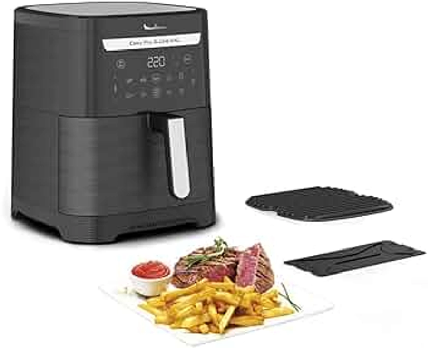 Moulinex Easy Fry & Grill XXL Friteuse sans huile + gril, Capacité 6,5 L, Jusqu’à 8 personnes, 8 programmes automatiques, Séparateur double cuisson, Application Moulinex, air fryer EZ801810