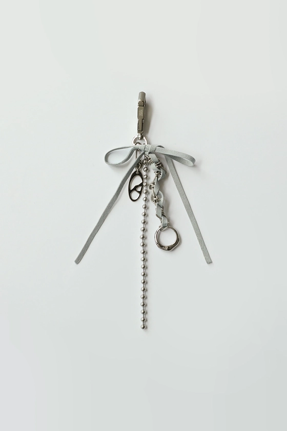 SUEDE RIBBON KEY RING - SKY BLUE