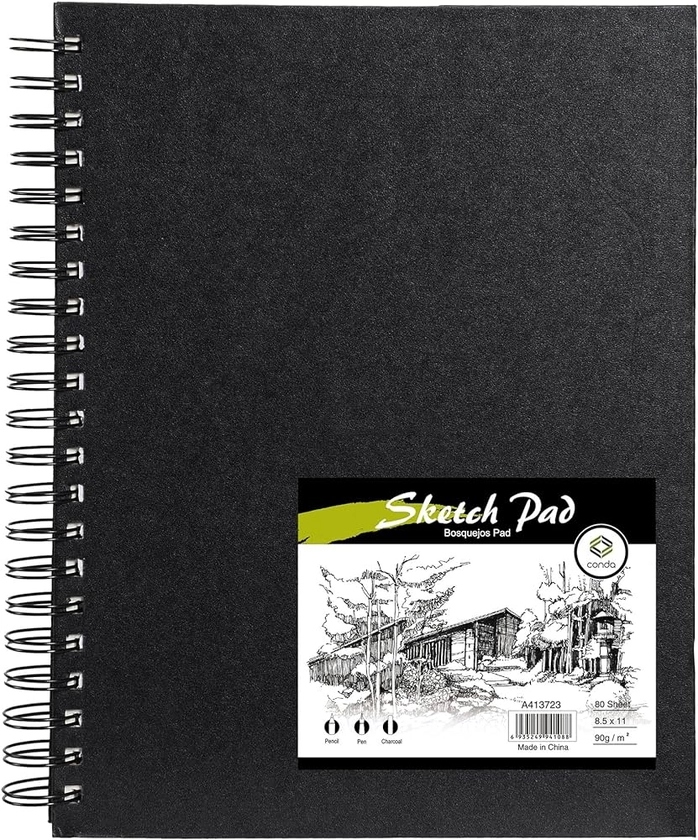 Amazon.com: Conda 8.5"x11" Hardbound Sketch Book, Double-Sided Hardcover Sketchbook, Spiral Sketch Pad, Durable Acid Free Drawing Art Paper for Kids & Adults : Arts, Crafts & Sewing