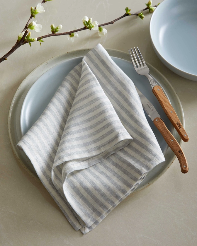 European Linen Stripe Napkins (Set of 12)