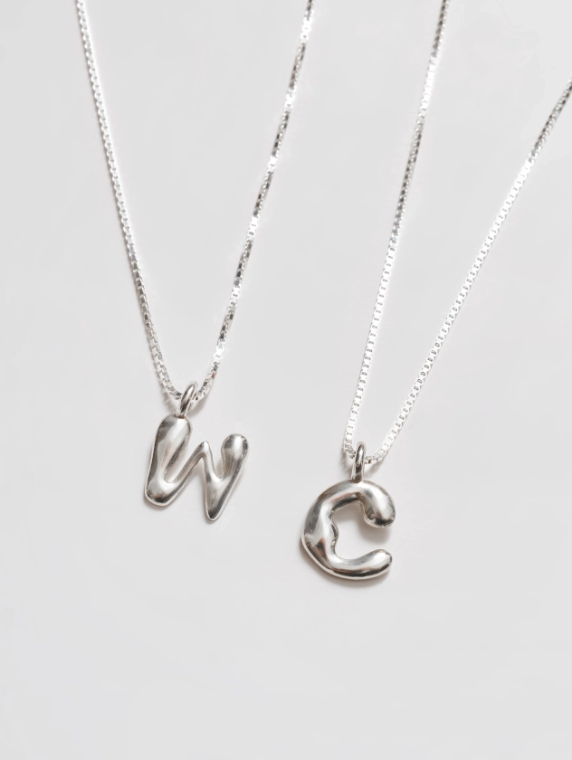 Wolf Circus Alphabet Initial Necklace in Sterling Silver with Letter Charm