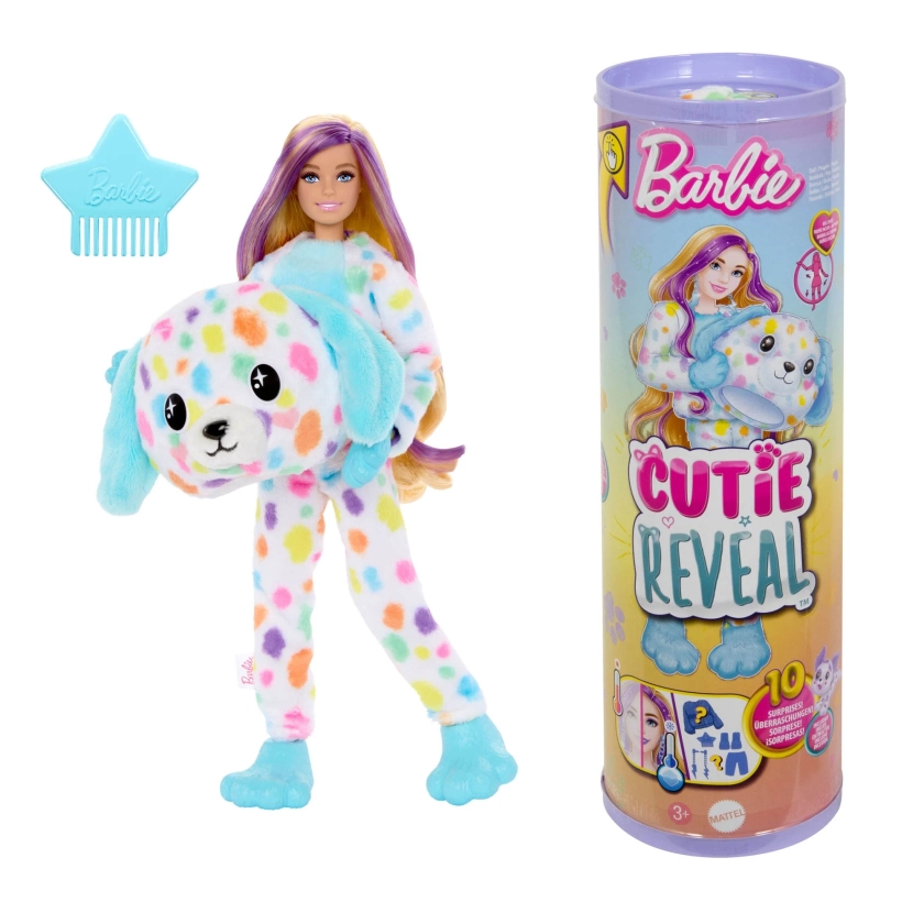 Barbie Cutie Reveal Doll, Dalmatian Costume & Accessories, Color Dream Series with 10 Surprises