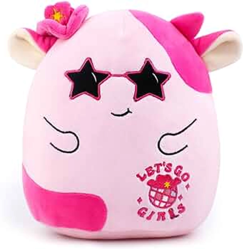 Disco Cowgirl Cow Plush Toys Pink Cowgirl Stuffed Cow Plushies Birthday Party Supplies Cowgirl Soft Stuffed Plush Cow Pillows for Kids Teens Adults Fathers Day Halloween